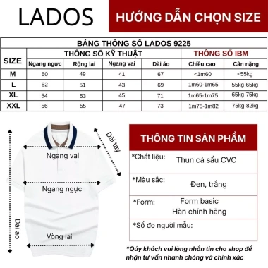 Áo Polo Pique CVC Cá Sấu LADOS-9.225 – Bo Phối Màu, Thấm Hút Mồ Hôi, 199.000₫