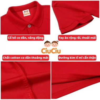 Áo Polo Tết Bính Ngọ 2.026 cho Bé Trai & Bé Gái CIUCIU KID - Cộc tay Thun Cotton