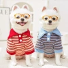 Áo POLO thoáng khí 2 chân giảm rụng lông kẻ sọc cho mèo & chó nhỏ – French Bulldog & Corgi – Xuân Thu