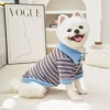 Áo POLO thoáng khí 2 chân giảm rụng lông kẻ sọc cho mèo & chó nhỏ – French Bulldog & Corgi – Xuân Thu 5