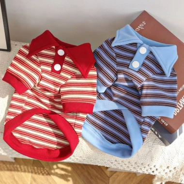 Áo POLO thoáng khí 2 chân giảm rụng lông kẻ sọc cho mèo & chó nhỏ – French Bulldog & Corgi – Xuân Thu 8 Áo POLO thoáng khí 2 chân giảm rụng lông kẻ sọc cho mèo & chó nhỏ – French Bulldog & Corgi – Xuân Thu 8