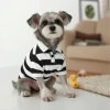 Áo POLO thoáng khí kẻ sọc giảm rụng lông cho mèo và chó nhỏ Corgi Pom dùng quanh năm 2