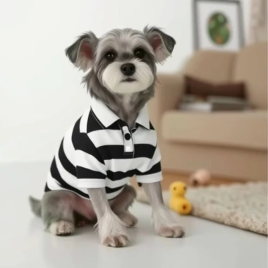 Áo POLO thoáng khí kẻ sọc giảm rụng lông cho mèo và chó nhỏ Corgi Pom dùng quanh năm 2 Áo POLO thoáng khí kẻ sọc giảm rụng lông cho mèo và chó nhỏ Corgi Pom dùng quanh năm 2
