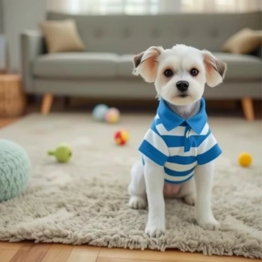 Áo POLO thoáng khí kẻ sọc giảm rụng lông cho mèo và chó nhỏ Corgi Pom dùng quanh năm 5 Áo POLO thoáng khí kẻ sọc giảm rụng lông cho mèo và chó nhỏ Corgi Pom dùng quanh năm 5
