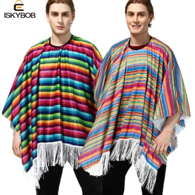 Áo Poncho Mexico FUJIZOU – Cosplay văn hoá dân tộc, thích hợp lễ hội Halloween, giảm giá