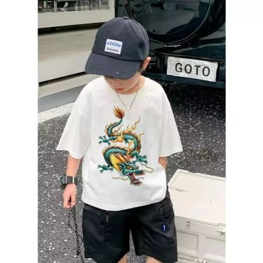 Áo Quần Trẻ Em In Hoa Rồng Thun Ngắn Tay Bông Nguyên Chất 1-13 tuổi - 143,332₫
