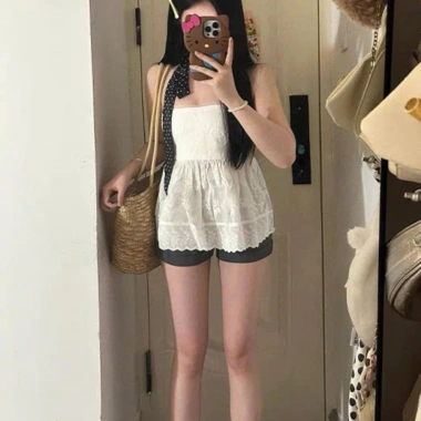 Áo Quây Babydoll Thêu Hoa Ren Thoải Mái Co Giãn, Style Ulzzang Hè - 175k 5
