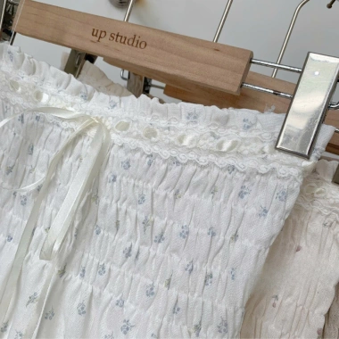 Áo Quây Linen Hoa Nhí Chun Ngực, Nơ và Viền Ren Tiểu Thư - Đi Chơi, Đi Biển 175k 8