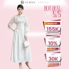 Áo Ren Hoa Dài Tay Tiểu Thư La Rosa + Chân Váy Xếp Ly Dáng Dài Thanh Lịch - Giá 515k