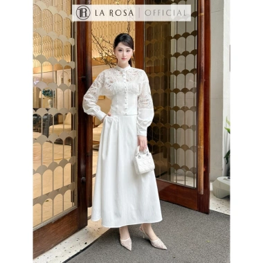 Áo Ren Hoa Dài Tay Tiểu Thư La Rosa + Chân Váy Xếp Ly Dáng Dài Thanh Lịch - Giá 515k 3