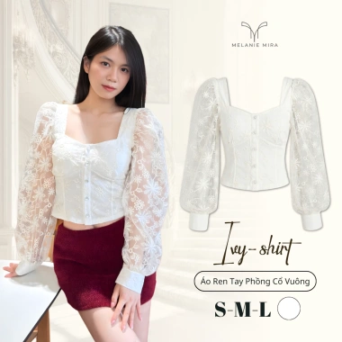 Áo Ren IVY Tay Phồng Cổ Vuông Ôm Body - Giảm Giá Đến 339k | Melanie Mira