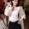 Áo Ren IVY Tay Phồng Cổ Vuông Ôm Body - Giảm Giá Đến 339k | Melanie Mira 6