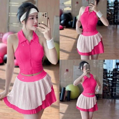 Áo sẵn mút đúc & váy lưới QCCC - Bộ thể thao nữ tập gym, nhảy, tennis, pickleball, giảm còn 289.000đ 6