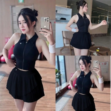 Áo sẵn mút đúc & váy lưới QCCC - Bộ thể thao nữ tập gym, nhảy, tennis, pickleball, giảm còn 289.000đ 9