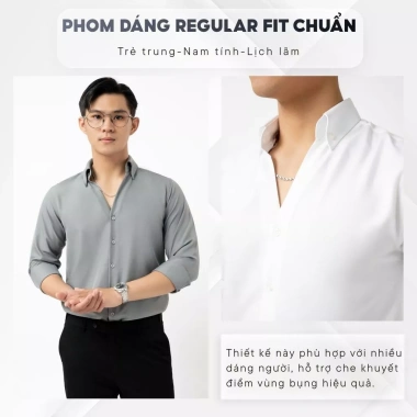 Áo sơ dài nam cổ button down chất kate lụa cao cấp, chống nhăn, lịch thiệp 141k 5