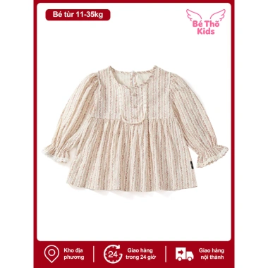 Áo sơ mi bé gái 3-8 tuổi Pháp cổ điển, rộng họa tiết hoa nhỏ mùa hè - 162.000đ 8