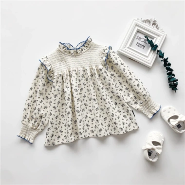 Áo sơ mi bé gái hoa nhí cotton mềm, thoáng mát xuân hè - 155.000 VND 2