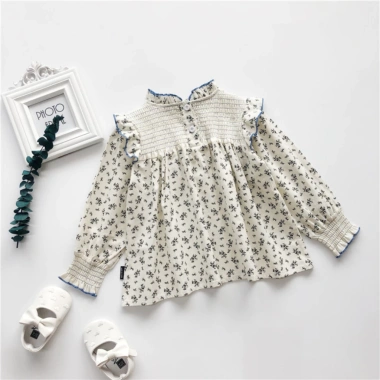 Áo sơ mi bé gái hoa nhí cotton mềm, thoáng mát xuân hè - 155.000 VND 3