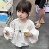Áo sơ mi bé gái puff tay Bud bộ, hợp quần rộng, mát mẻ mùa thu sang trọng thời trang 7