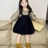 Áo sơ mi bé gái, váy mùa thu dây đeo vải nhung Hàn Quốc - Giá chỉ 446.556₫ 2