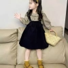 Áo sơ mi bé gái, váy mùa thu dây đeo vải nhung Hàn Quốc - Giá chỉ 446.556₫ 4