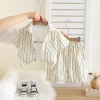 Áo sơ mi bé trai mùa hè phong cách Hàn Quốc, tay ngắn, bộ 3 trang phục thời trang giá ưu đãi 401.992 VND