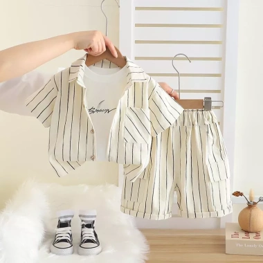 Áo sơ mi bé trai mùa hè phong cách Hàn Quốc, tay ngắn, bộ 3 trang phục thời trang giá ưu đãi 401.992 VND