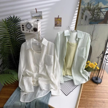 Áo sơ mi camisole tencel lanh cotton dài tay chống nắng mùa hè giảm 23% chỉ 347.257₫