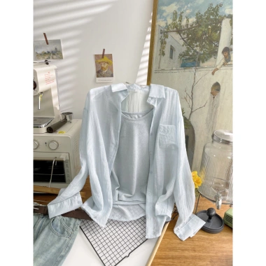 Áo sơ mi camisole tencel lanh cotton dài tay chống nắng mùa hè giảm 23% chỉ 347.257₫