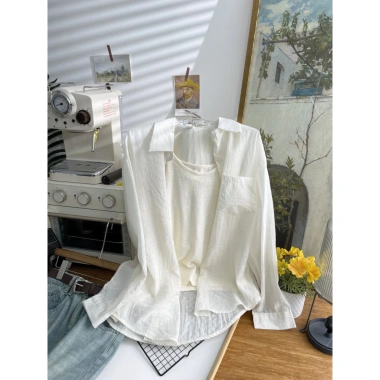 Áo sơ mi camisole tencel lanh cotton dài tay chống nắng mùa hè giảm 23% chỉ 347.257₫