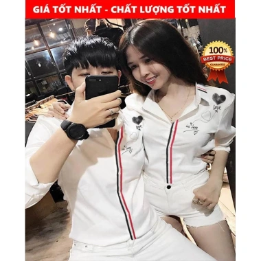 Áo Sơ Mi Cặp Chrome Heart Cao Cấp - Áo Đôi Giá Rẻ, Hàng Shop 139k
