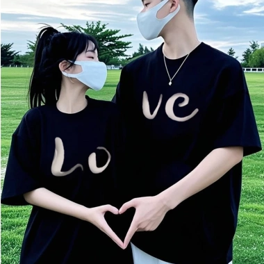 Áo sơ mi cặp vợ chồng lớn 2.025 - áo thun bông tự nhiên LOVE, giá ưu đãi 215k