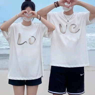 Áo sơ mi cặp vợ chồng lớn 2.025 - áo thun bông tự nhiên LOVE, giá ưu đãi 215k