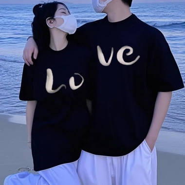 Áo sơ mi cặp vợ chồng lớn 2.025 - áo thun bông tự nhiên LOVE, giá ưu đãi 215k