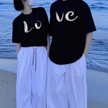 Áo sơ mi cặp vợ chồng lớn 2.025 - áo thun bông tự nhiên LOVE, giá ưu đãi 215k
