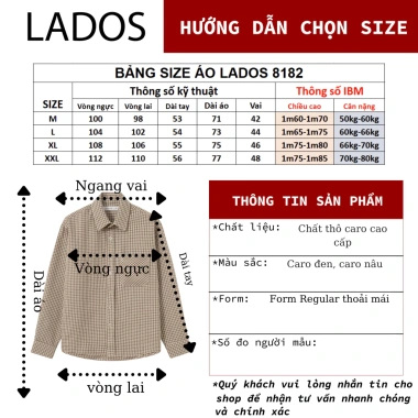Áo sơ mi caro công sở nam LADOS-8.182 – chất thô mát, mềm mịn, thanh lịch, chỉ 195.000₫ 3