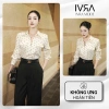 Áo sơ mi chấm bi nữ công sở dài tay, phối quần tây ống rộng lưng cao - 275k