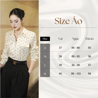 Áo sơ mi chấm bi nữ công sở dài tay phối quần tây ống rộng lưng cao sang trọng thanh lịch 275.000 VND 2