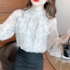 Áo sơ mi chiffon tay dài cổ đứng họa tiết Hàn Quốc, chống lão hóa nữ 275.924₫ 4