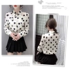 Áo sơ mi chiffon tay dài rộng thắt nơ chấm bi phong cách Hàn Quốc xuân thu nữ 6