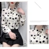 Áo sơ mi chiffon tay dài rộng thắt nơ chấm bi phong cách Hàn Quốc xuân thu nữ 7