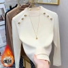 Áo sơ mi cơ bản giữ nhiệt cổ lọ nữ dáng ôm, lót fleece mùa thu đông, thời trang 10