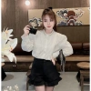 Áo sơ mi cổ đá xếp ly ngực dài tay bo babydoll giấu quần xinh xắn tiểu thư Giá 174k 2