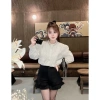 Áo sơ mi cổ đá xếp ly ngực dài tay bo babydoll giấu quần xinh xắn tiểu thư Giá 174k 9