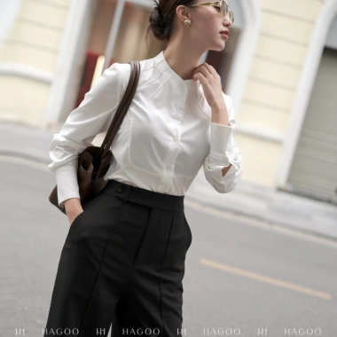 Áo sơ mi cổ leo HAGOO thanh lịch công sở - Giá chỉ 700.000đ, giảm 147.000đ