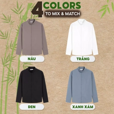 Áo Sơ Mi Cổ Tàu Giấu Cúc Dài Tay Nam LADOS-8.191 Vải Sợi Tre Mềm Mịn Thoáng Mát Công Sở 244k