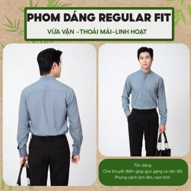 Áo Sơ Mi Cổ Tàu Giấu Cúc Dài Tay Nam LADOS-8.191 Vải Sợi Tre Mềm Mịn Thoáng Mát Công Sở 244k