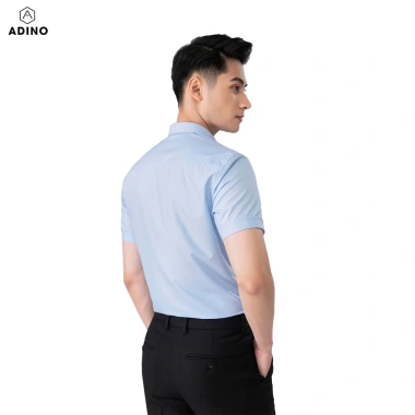 Áo sơ mi cộc tay ADINO xanh nhạt slimfit công sở trẻ trung CT04 280k