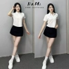 Áo sơ mi cộc tay nữ croptop NaMi chất Kate lụa mềm mại, size lớn trắng, giảm còn 99.000đ 5
