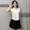 Áo sơ mi cộc tay nữ croptop NaMi chất Kate lụa mềm mại, size lớn trắng, giảm còn 99.000đ 6